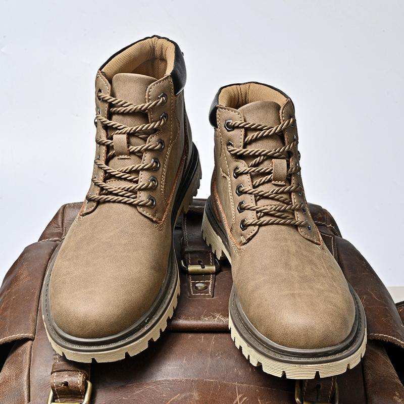 Genuine Leather Men's Shoes Mid-top Men's Casual Martin Boots