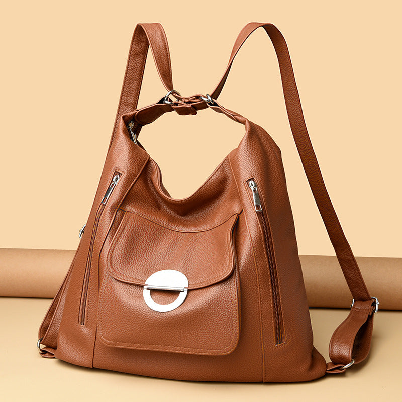 Washed Leather Shoulder Large Capacity Portable Messenger Bag