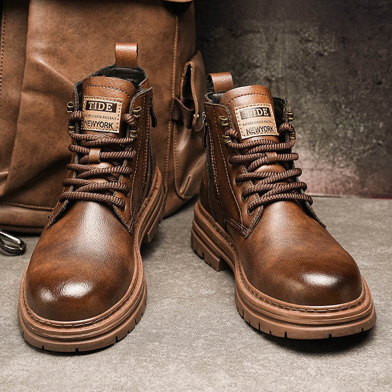 New Trendy Autumn And Winter High-top American Vintage Work Boots